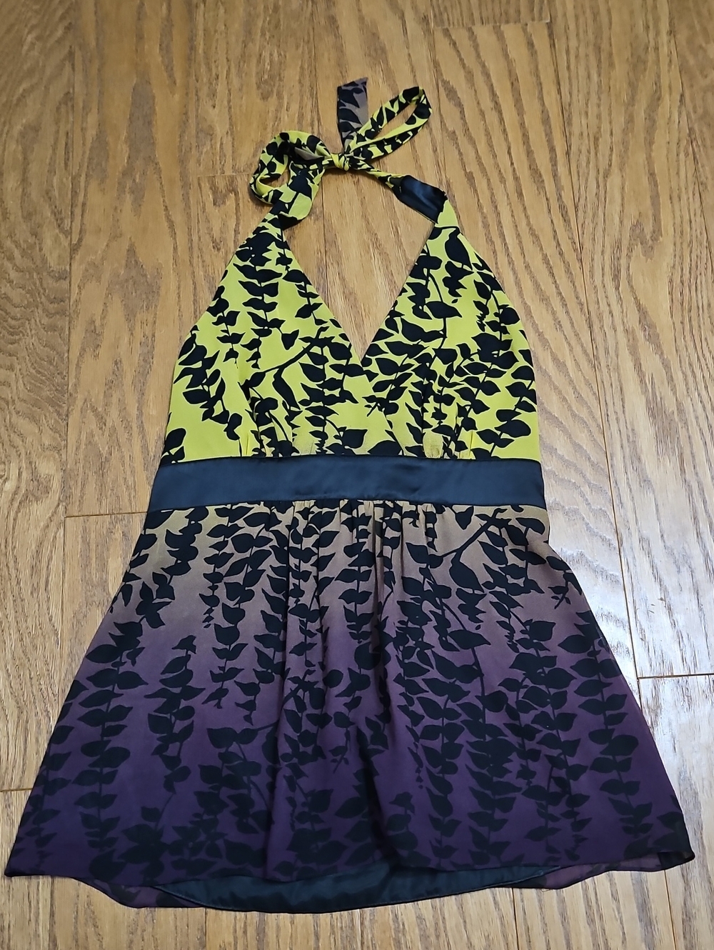 Express Y2K Floral Ombre Silk Halter Tank Top Sz 10